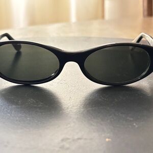 Persol Black Polarized Sunglasses with Dark Green Lenses